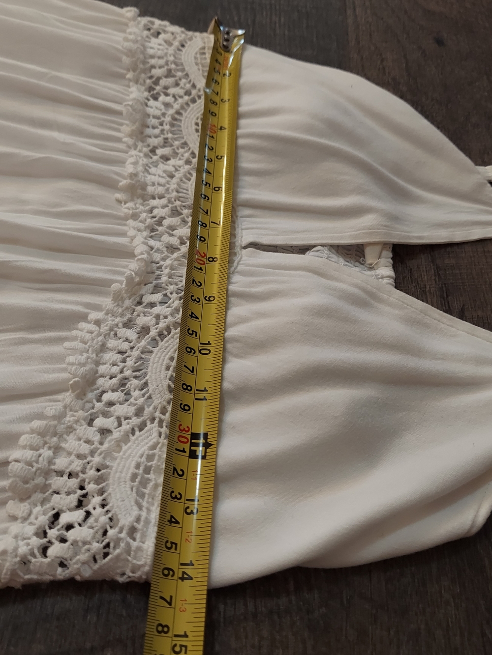 Boho Me White Maxi Sundress with Crochet Waist and Ruffle Hem Size S - Picture 6 of 9